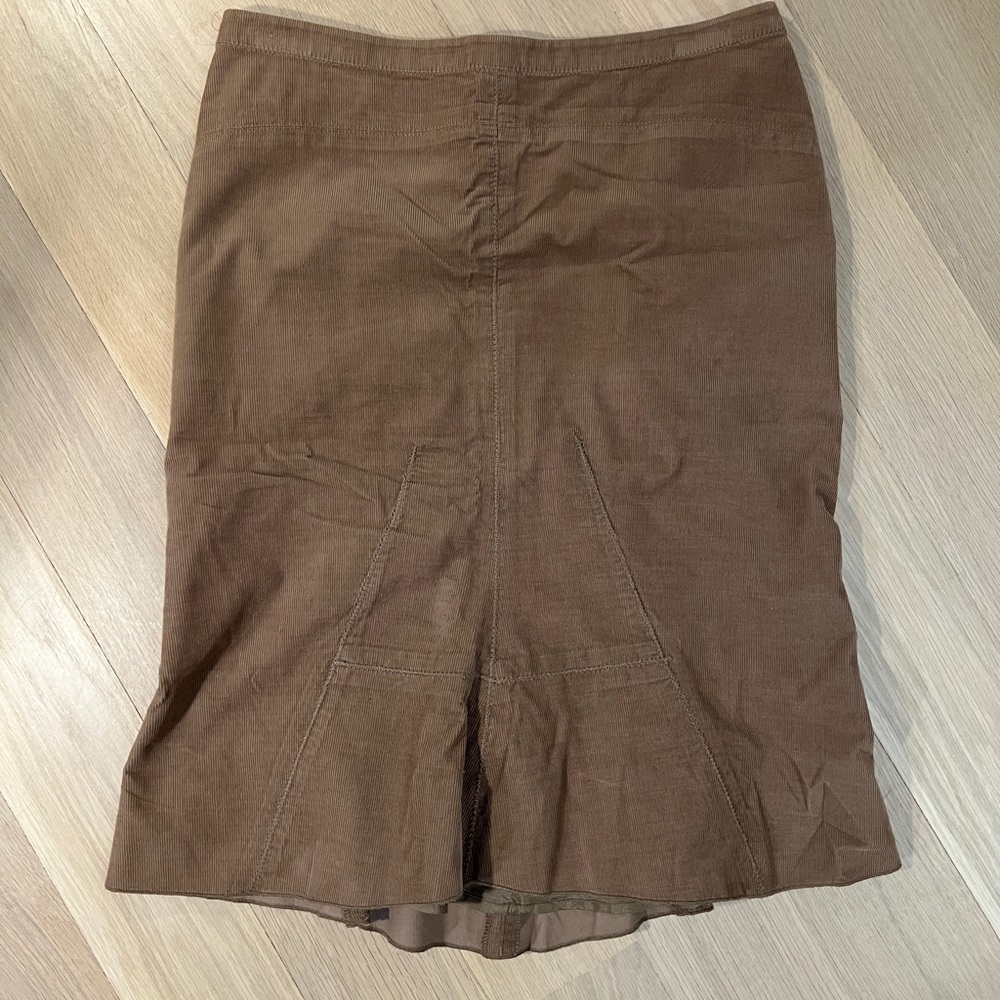 BCBGMAXAZRIA Brown corduroy pencil skirt mermaid flare